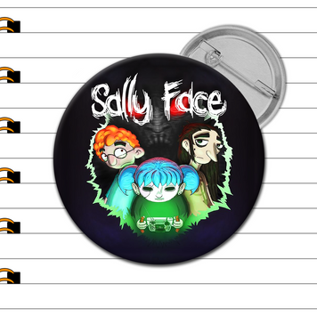 Значок Сал Фишер, Ларри Джонсон и Тодд Моррисон Sally Face на черном фоне с зеленым свечением