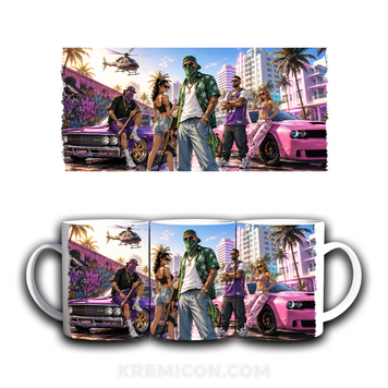 Чашка GTA 5 Grand Theft Auto V Miami Style з яскравим принтом Rockstar Games