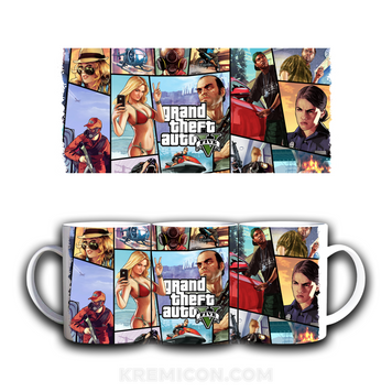 Кружка GTA 5 Grand Theft Auto V с Trevor, Franklin и Michael